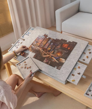 Kantelbaar Puzzelbord met 6 Lades & Dekselstandaard - Draagbaar, Lichtgewicht, voor 1000+ Stukjes