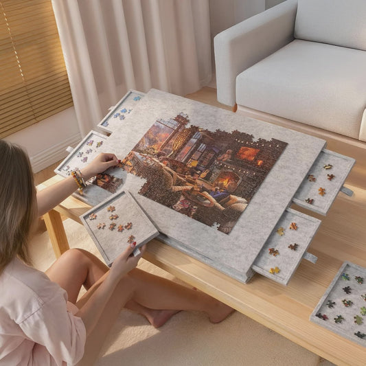 Kantelbaar Puzzelbord met 6 Lades & Dekselstandaard - Draagbaar, Lichtgewicht, voor 1000+ Stukjes