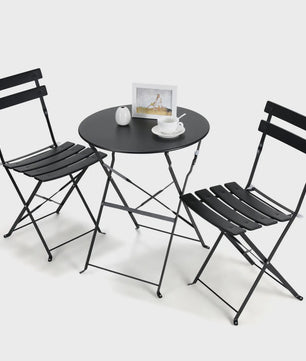 Inklapbare Bistro Set 3-delig Staal - Tuin, Balkon & Terras Meubilair