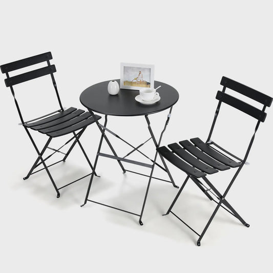 Inklapbare Bistro Set 3-delig Staal - Tuin, Balkon & Terras Meubilair