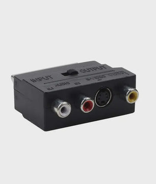 Scart naar 3x RCA & S-Video Adapter met In/Uit Schakelaar - Zwart