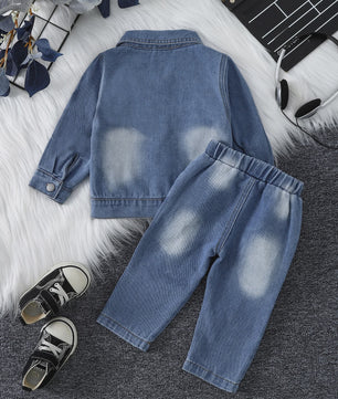 Stoere Denim Set voor Baby Meisjes: Jasje & Jeans met Ripped Look - Lente/Herfst Collectie