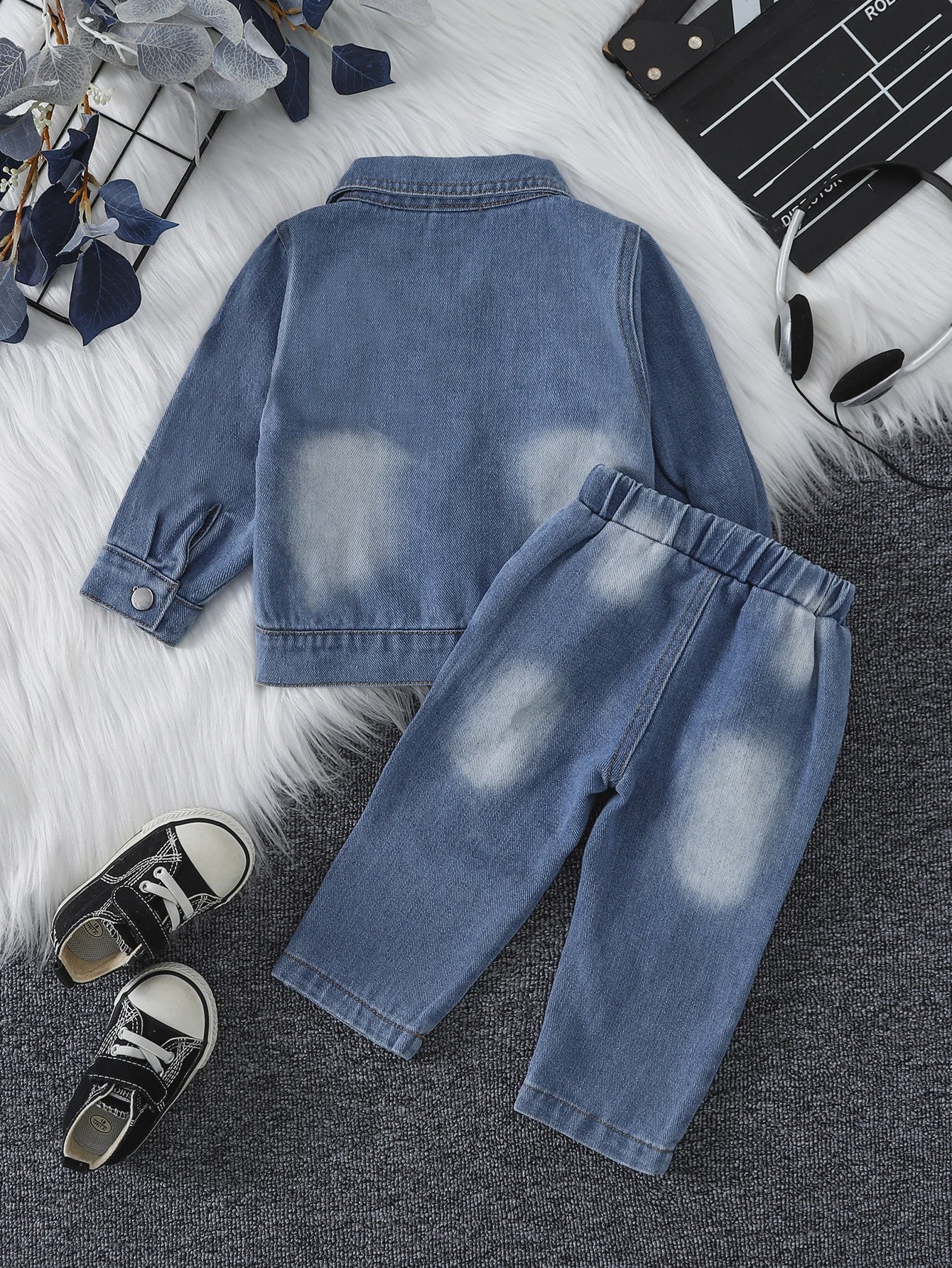 Stoere Denim Set voor Baby Meisjes: Jasje & Jeans met Ripped Look - Lente/Herfst Collectie