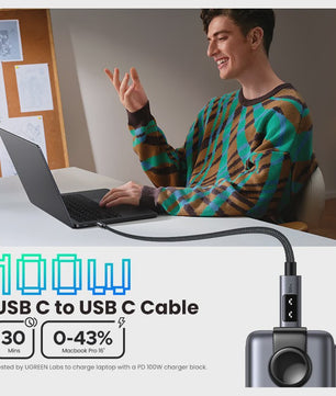 UGREEN UNO USB-C naar USB-C Kabel - 100W PD Snelladen & Data - 0.5-3M