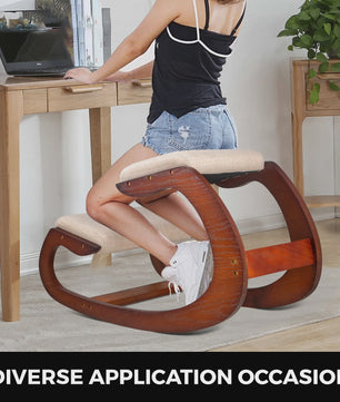Ergonomische Houten Kniezetel met Schommelmechanisme - Bureau Stoel voor Correcte Houding