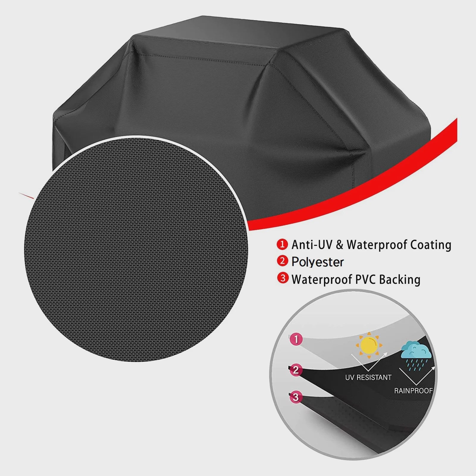 Waterdichte Grillhoes Zwart - Heavy Duty BBQ Cover voor Diverse Maten