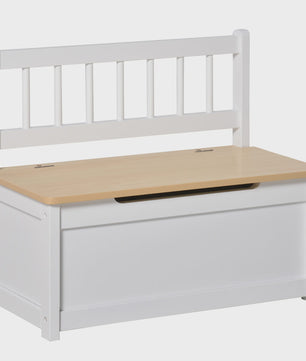 Homcom Wooden Toy Chest Storage with Lid and Backrest for Children