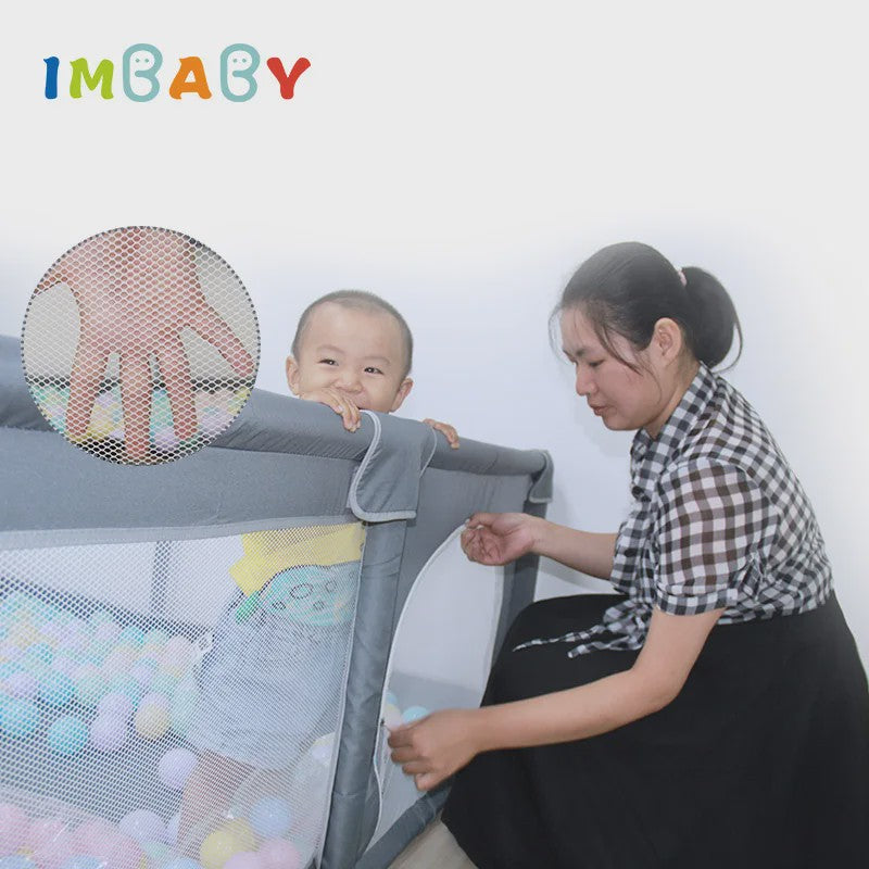 IMBABY Baby Speelpen 150x180cm - Veilige Buitenspeelruimte voor Kinderen met Dubbele Deuren