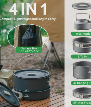Naturehike Ultralichte Aluminium Camping Kookset - Complete Outdoor Keukenuitrusting
