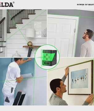 Mini Laser Waterpas met Groene Lijnen: Zelfnivellerend Horizontaal, Verticaal & Kruis