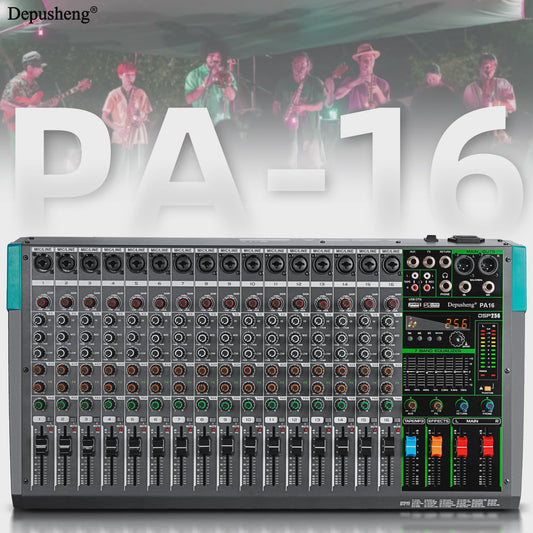 Depusheng PA Serie Audio Mixer Console: 6-16 Kanalen, USB, 48V Phantom Power & 256 DSP Effecten