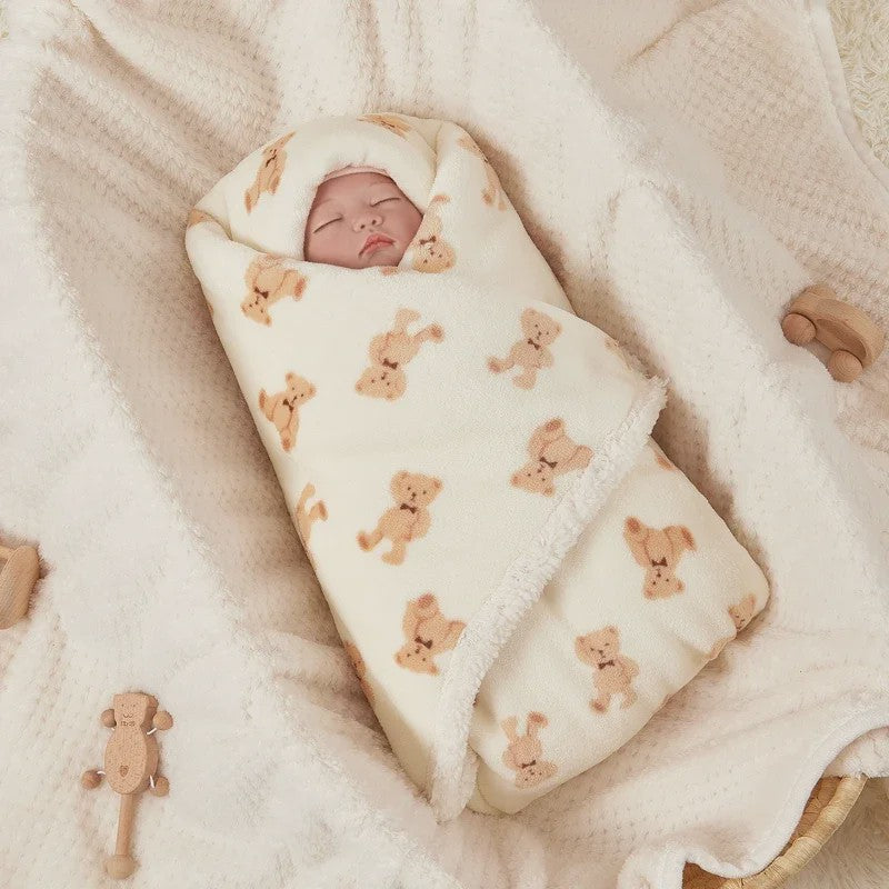 Luxe Baby Swaddle Deken - Warm Fluwelen & Lamswol Fleece - Zacht & Knus voor de Baby