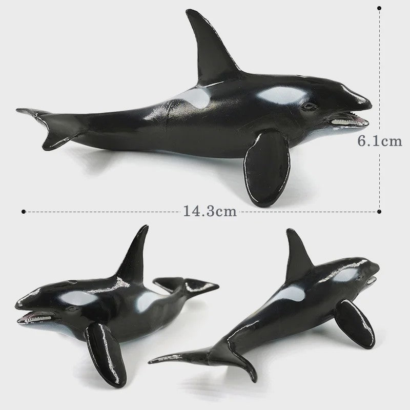 Miniatuur Zeedieren Figuren Set: Orka, Haai, Walrus, Zeeleeuw, Schildpad & Dolfijn