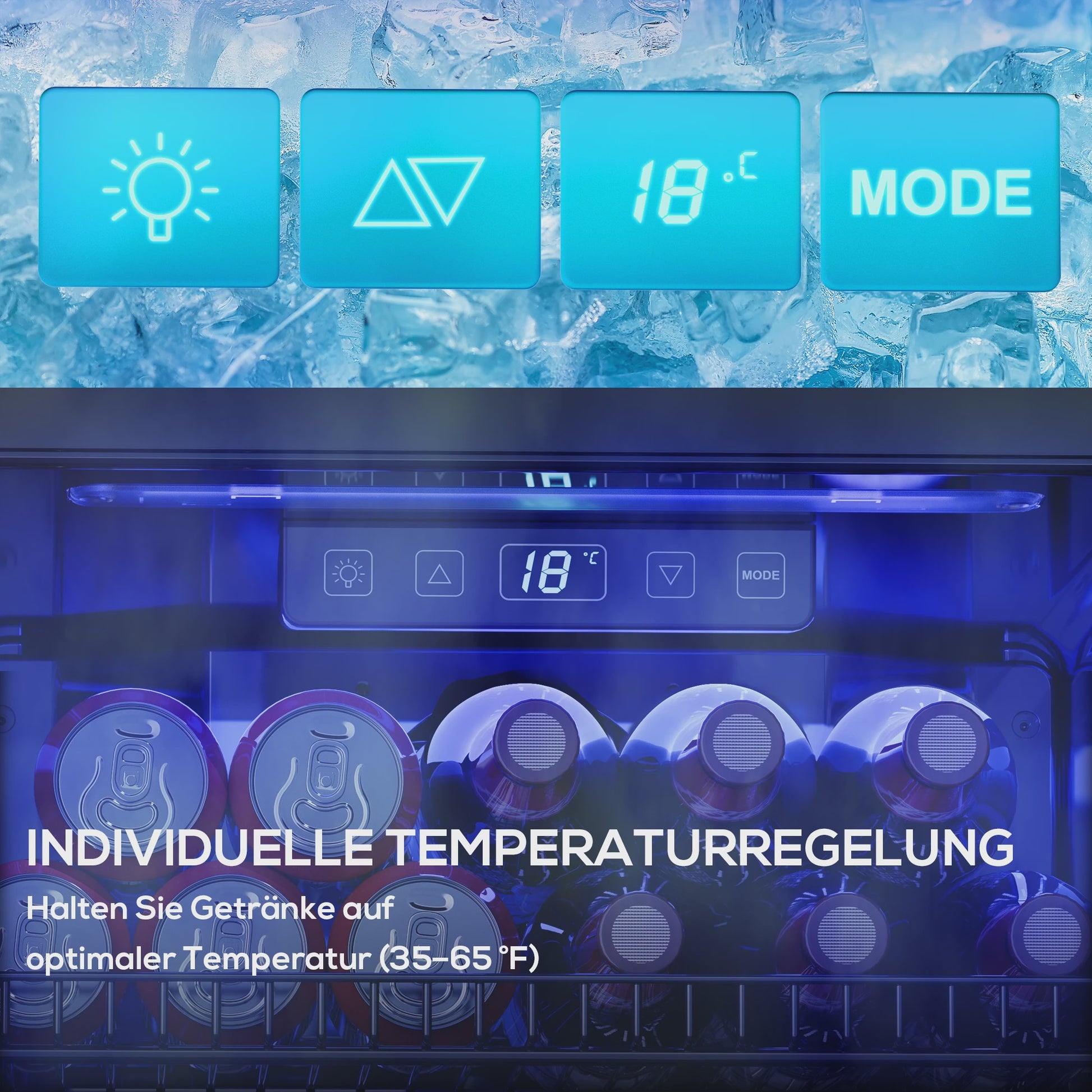 90L Drankenkoelkast met Dubbel Glas, LED Verlichting en 128 Blikjes Capaciteit - Energieklasse C