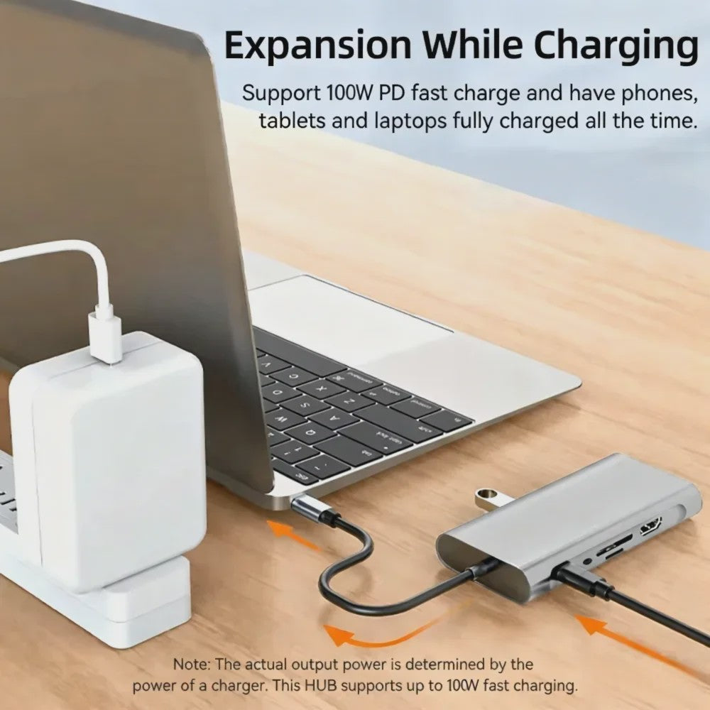 11-in-1 USB-C Hub Docking Station met HDMI, VGA, RJ45 & 100W PD Opladen