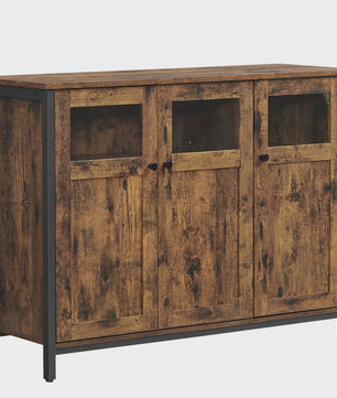 Industrieel Sideboard met Glazen Deuren - 100x35x75 cm
