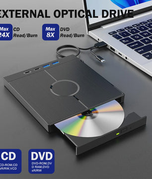 Externe CD/DVD Brander & Lezer met USB 3.0 & Type-C (7-in-1)