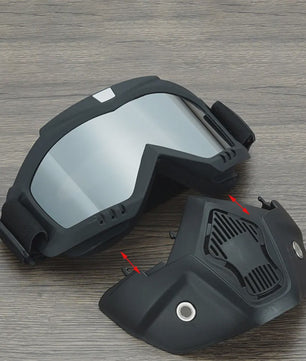 Motorcross Motorhelm Vizier Masker met Goggles - Winddicht, Ademend en Verstelbaar