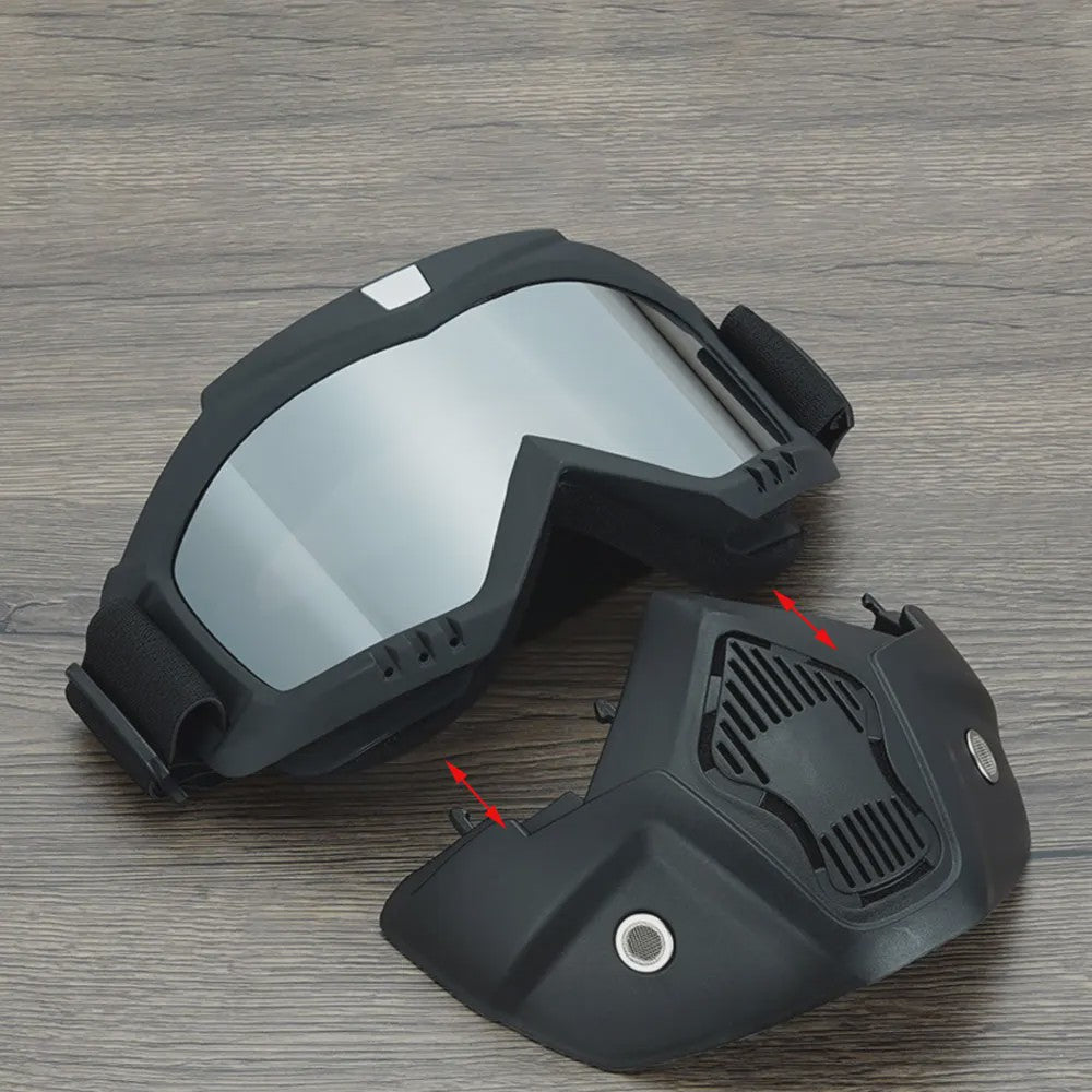 Motorcross Motorhelm Vizier Masker met Goggles - Winddicht, Ademend en Verstelbaar