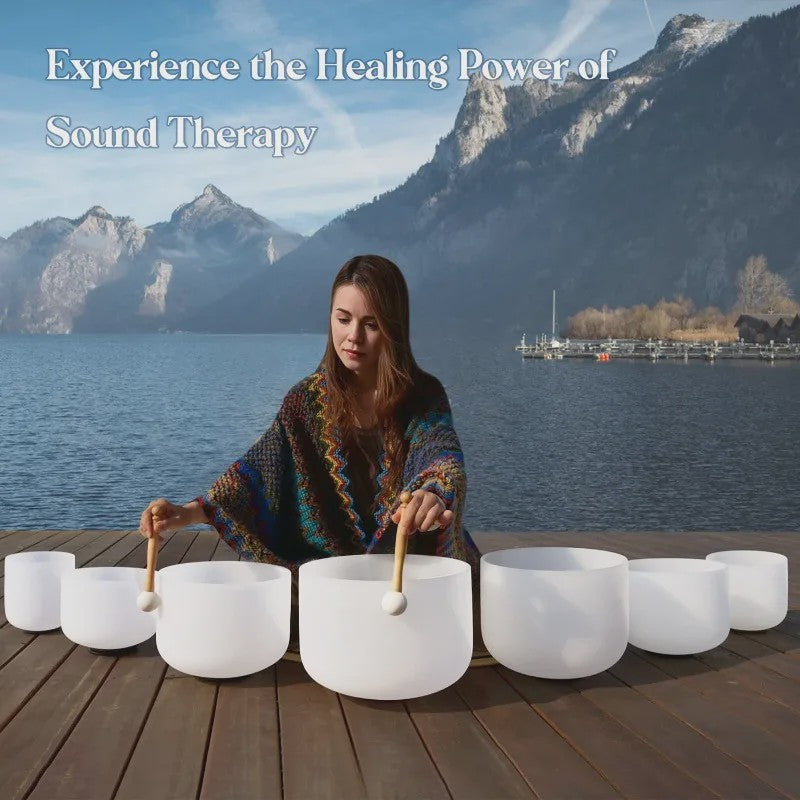 7-delige Kristallen Klankschaal Set (6-12 Inch) - 432Hz Chakra Stemming voor Meditatie & Sound Therapy