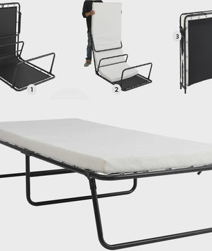 Opvouwbaar Gastenbed met 7cm Traagschuim Matras - 80x190cm - Comfortabel en Draagbaar