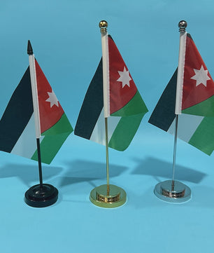 Bureauvlag Jordanië 14x21cm Polyester met Standaard - Decoratie voor Kantoor en Tafel