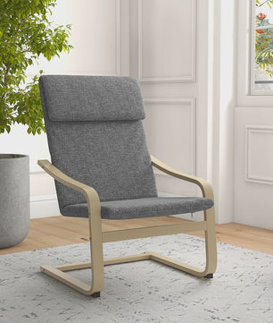 HOMCOM Living Room Armchair with cushion and Incurvated Armrests, Living Room fabric chair for bedroom, 65x79x98 cm, Grey