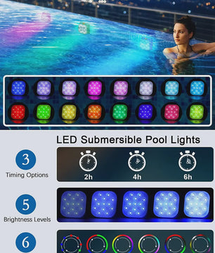 Oplaadbare LED Onderwater Verlichting voor Zwembad met Afstandsbediening & Timer