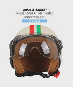 Retro Open Face Motorhelm 3/4 Vintage Chopper Scooter Helm - DOT Goedgekeurd