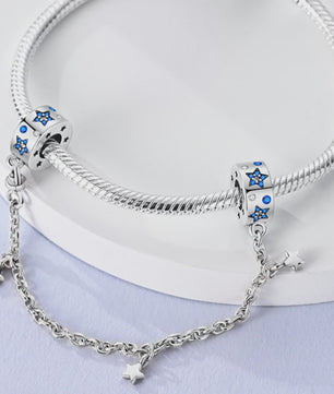 925 Sterling Zilveren Veiligheidsketting Bedel voor Armbanden - Maan, Ster, Vlinder, Hart