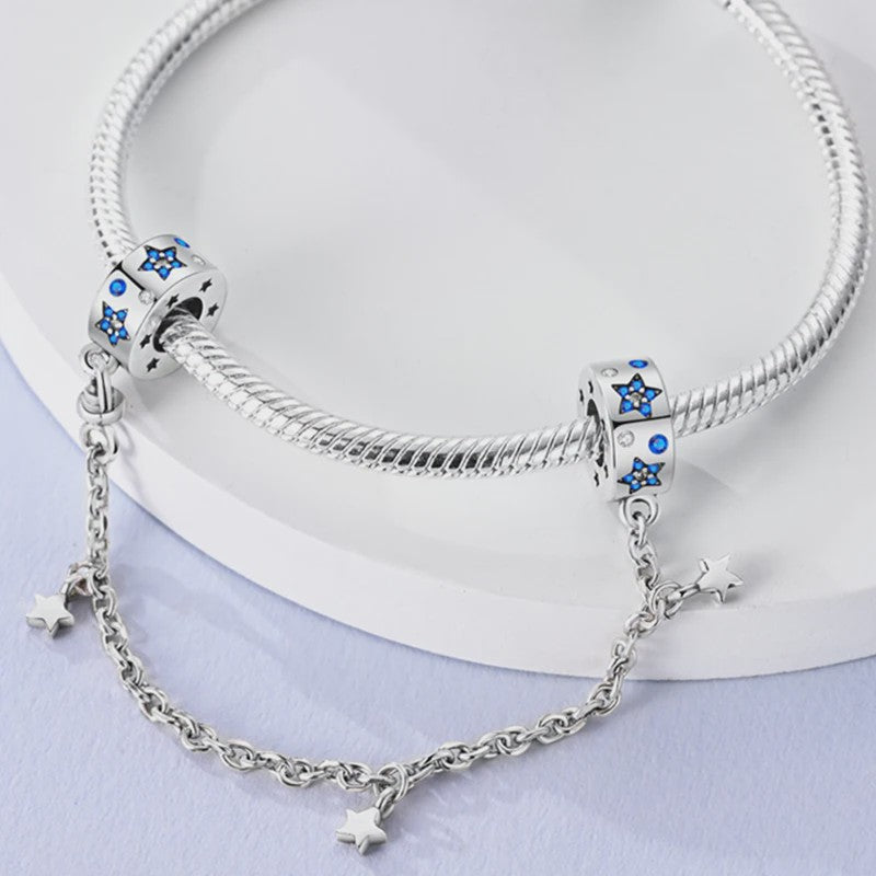 925 Sterling Zilveren Veiligheidsketting Bedel voor Armbanden - Maan, Ster, Vlinder, Hart