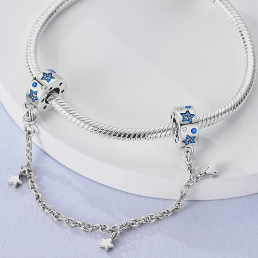 925 Sterling Zilveren Veiligheidsketting Bedel voor Armbanden - Maan, Ster, Vlinder, Hart