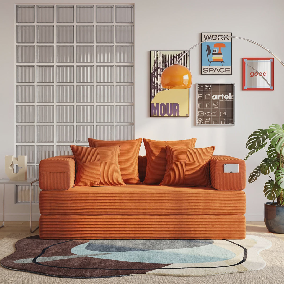 Opvouwbare Sofa Bed 200cm XXL - Modulair Gastenbed met Corduroy & Memory Foam