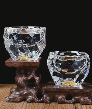 Luxe Kristalglas Shotglas 50ml met Dubbele Bodem en Goudfolie - Perfect voor Vodka, Sake of Thee