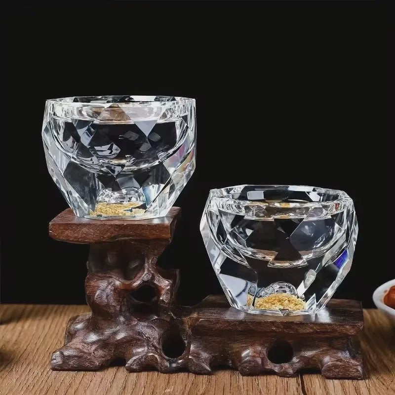 Luxe Kristalglas Shotglas 50ml met Dubbele Bodem en Goudfolie - Perfect voor Vodka, Sake of Thee