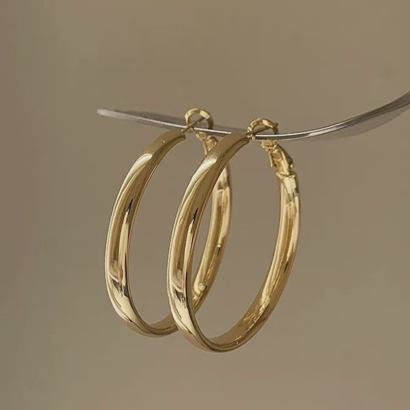 Grote Platte Hoepel Oorbellen - Trendy Cirkel Sieraden voor Dames