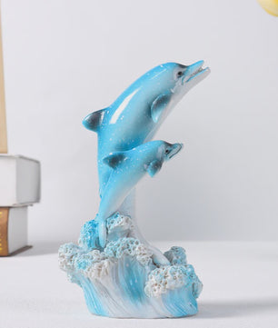 Decoratieve Dolfijnen Familie Beeldje van Hars - Sfeervolle Woondecoratie
