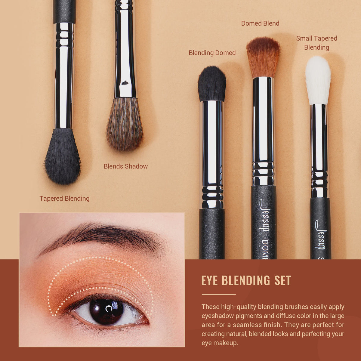 Jessup 13-delige Professionele Oog Make-up Kwastenset - Synthetisch Vegan Haar