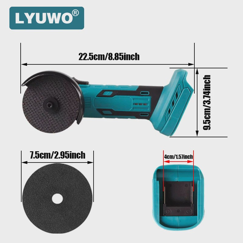 Draadloze Haakse Slijper 3 Inch - Krachtig Gereedschap voor Metaal, Hout & Auto Reparatie
