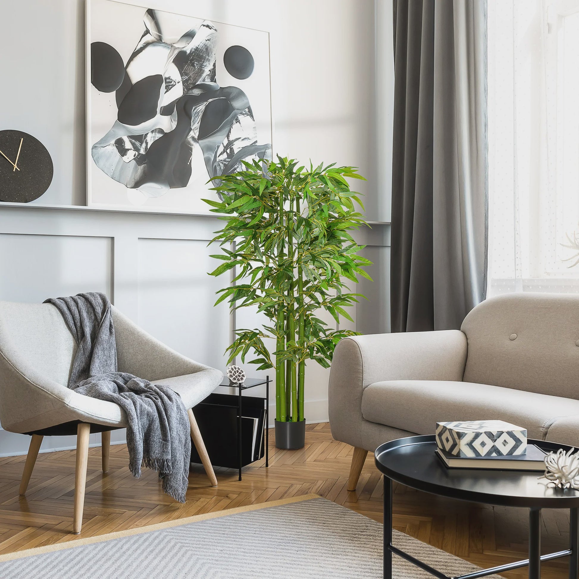 XL Kunst Bamboo Plant 1.60m - Realistisch met Dichte Bladeren en Pot