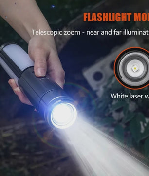 Multifunctionele Campinglamp & Zaklamp - Oplaadbaar, Telescopisch, met Haak