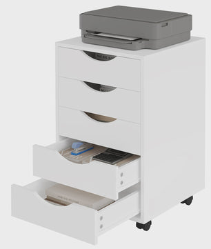 Mobiel Archiefkastje met 5 Lades op Wielen - Bureau-opberger voor Kantoor en Thuis
