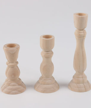 Set Houten Kandelaars - Onbehandeld Hout voor Tafeldecoratie, Bruiloft & Feest