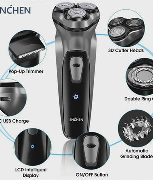 ENCHEN Blackstone Elektrisch Scheerapparaat voor Mannen - 3D Zwevend, Wasbaar, USB-C Oplaadbaar