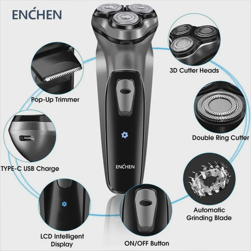 ENCHEN Blackstone Elektrisch Scheerapparaat voor Mannen - 3D Zwevend, Wasbaar, USB-C Oplaadbaar