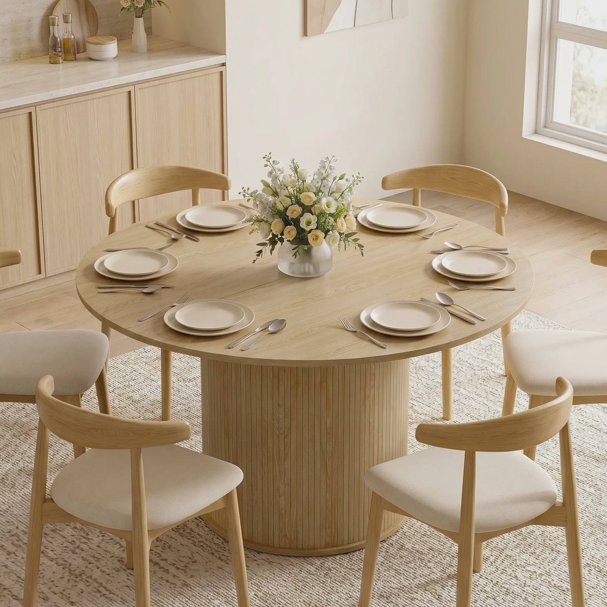 Ronde Eettafel voor 4-6 Personen, Ø 120 cm, Natuurlijk Hout Design