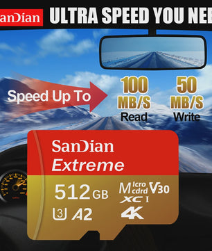SanDian Extreme Micro SD Kaart - Hoge Snelheid UHS-I U3 V30 A2 - 32GB tot 512GB