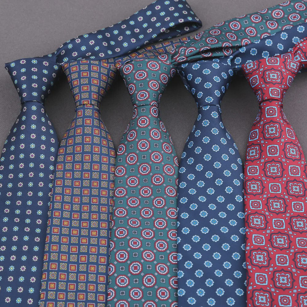 Klassieke Heren Strikdas - Imitatie Zijde met Polka Dot & Bloemendessin