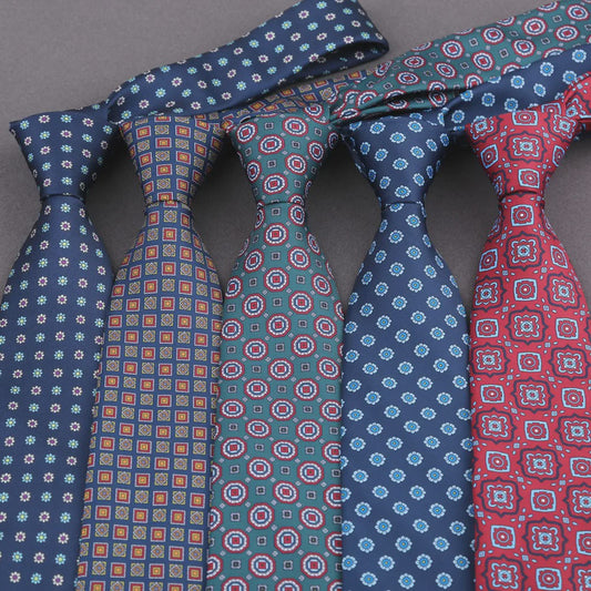 Klassieke Heren Strikdas - Imitatie Zijde met Polka Dot & Bloemendessin