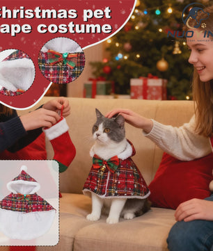 Feestelijke Kerst Cape voor Hond en Kat met Strik en Belletje